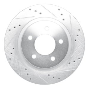 Chrysler 300M Brake Rotor (1) - Front Right - R1 Concepts - Drilled & Slotted - Silver - `98-`04